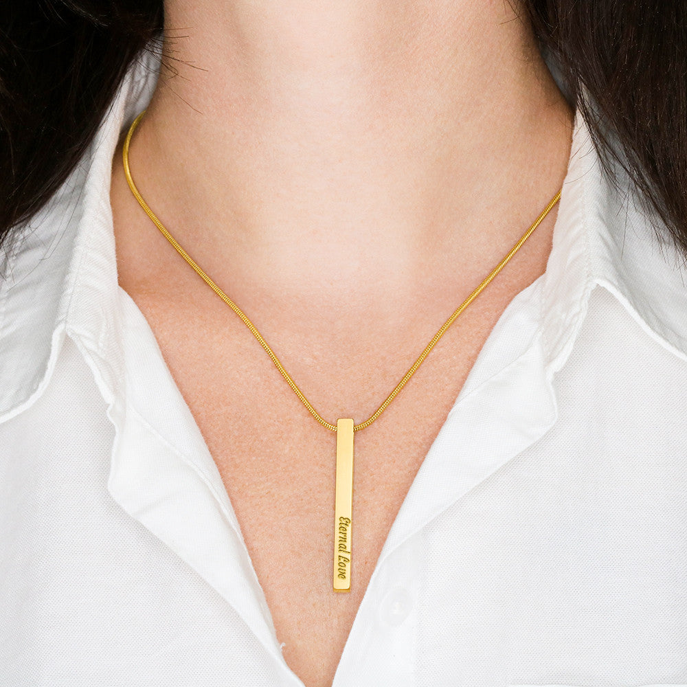 Personalized Bar Necklace Custom Name Engraved Necklaces Women/Men