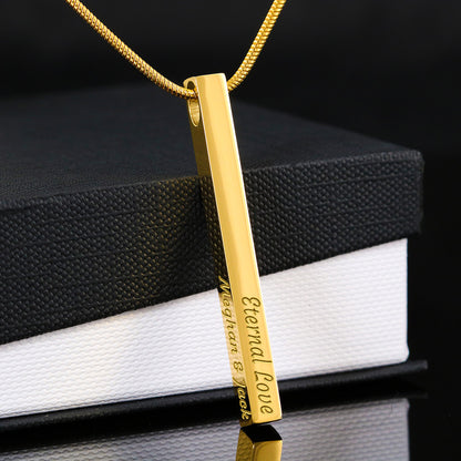 Personalized Bar Necklace Custom Name Engraved Necklaces Women/Men
