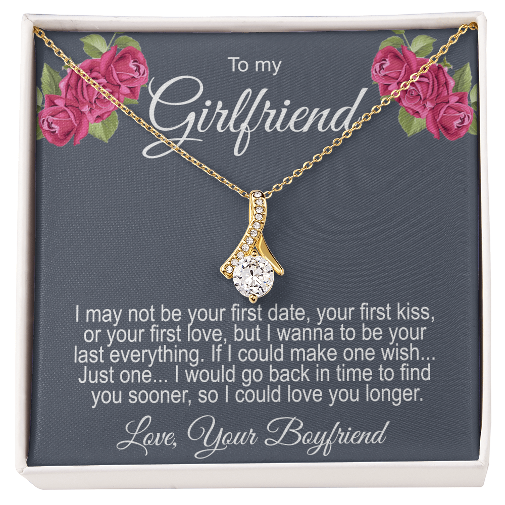 Gift For Girlfriend Ribbon Necklace Personalized Message Card