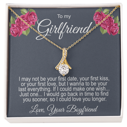 Gift For Girlfriend Ribbon Necklace Personalized Message Card