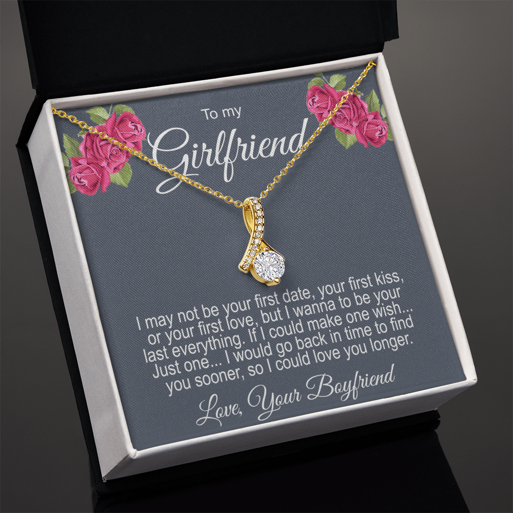 Gift For Girlfriend Ribbon Necklace Personalized Message Card