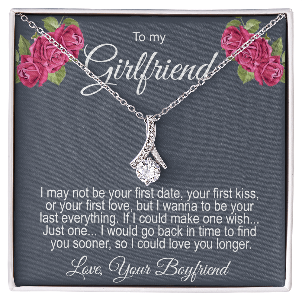 Gift For Girlfriend Ribbon Necklace Personalized Message Card