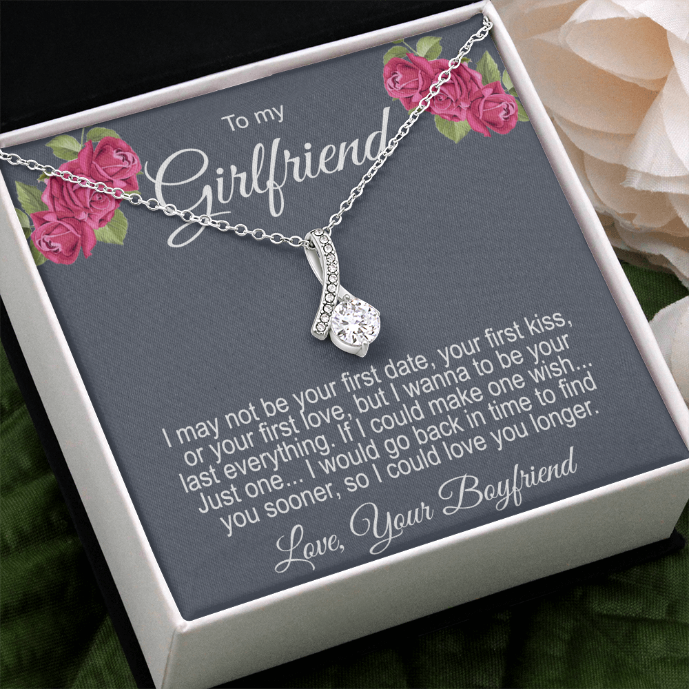 Gift For Girlfriend Ribbon Necklace Personalized Message Card