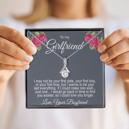 Gift For Girlfriend Ribbon Necklace Personalized Message Card