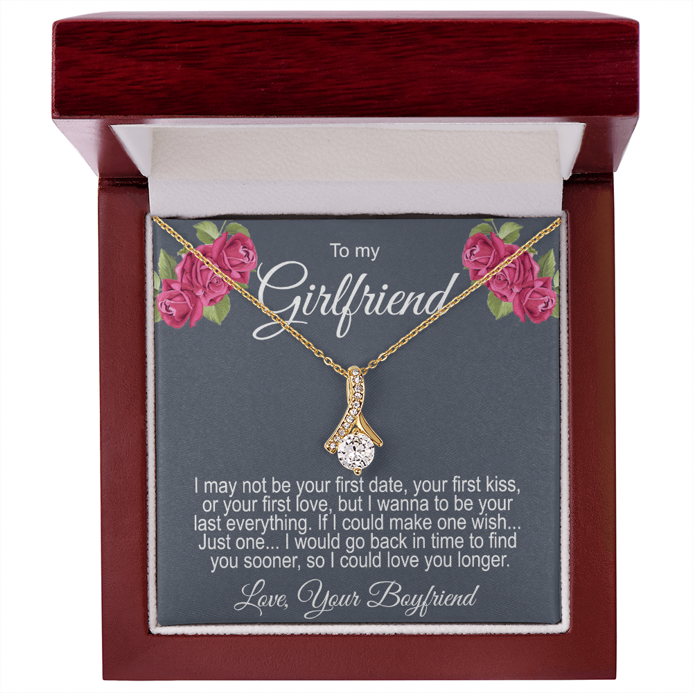 Gift For Girlfriend Ribbon Necklace Personalized Message Card