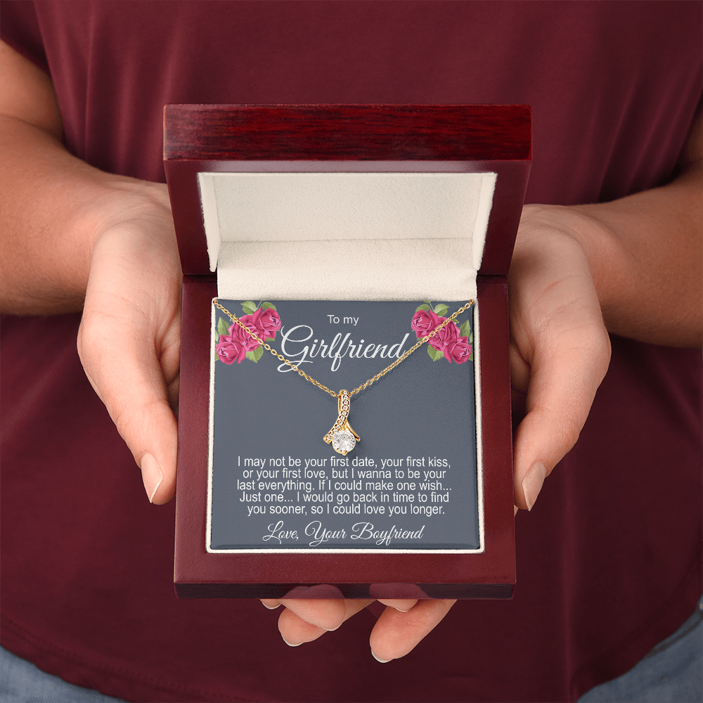 Gift For Girlfriend Ribbon Necklace Personalized Message Card