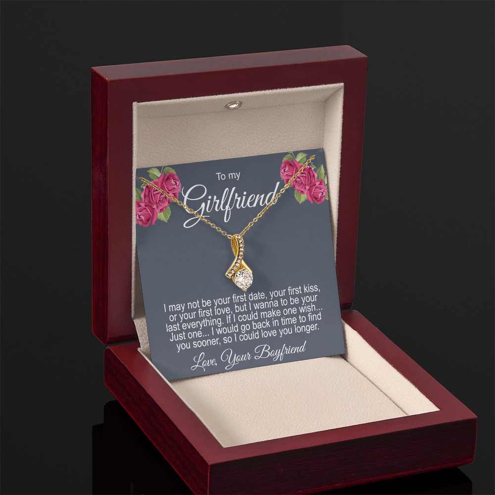 Gift For Girlfriend Ribbon Necklace Personalized Message Card
