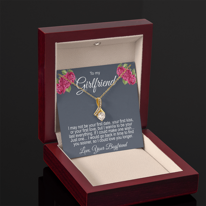 Gift For Girlfriend Ribbon Necklace Personalized Message Card
