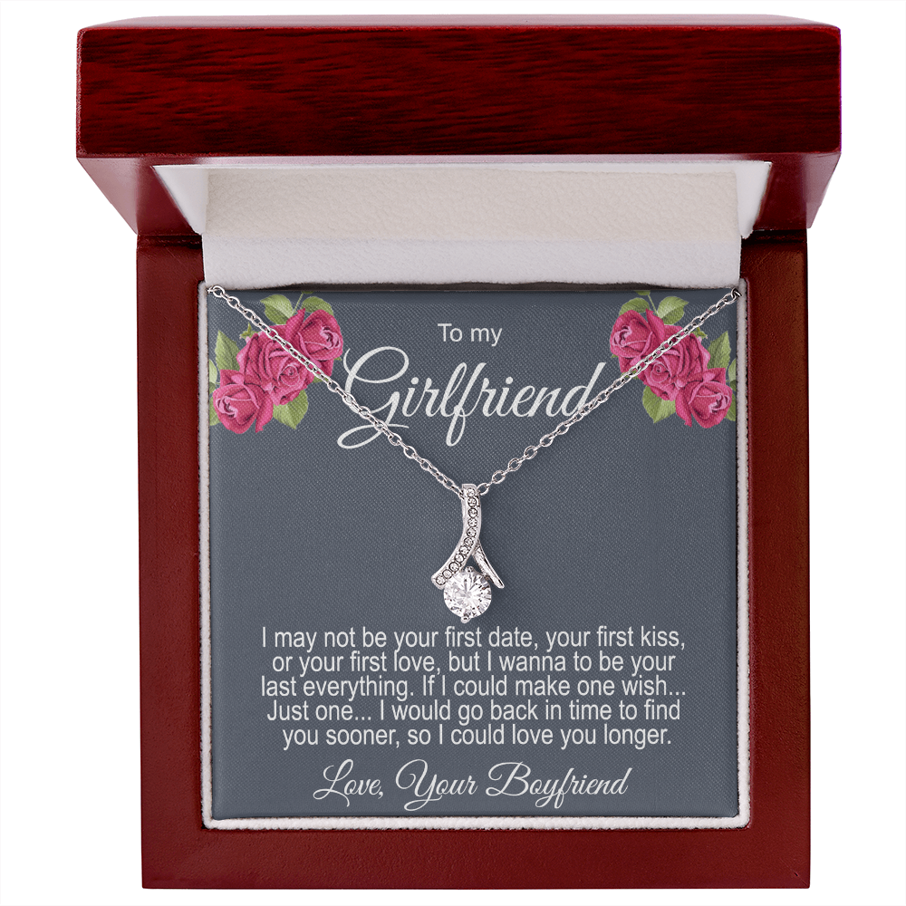 Gift For Girlfriend Ribbon Necklace Personalized Message Card