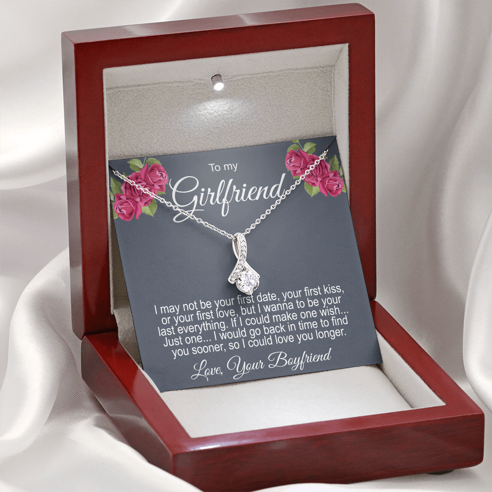 Gift For Girlfriend Ribbon Necklace Personalized Message Card