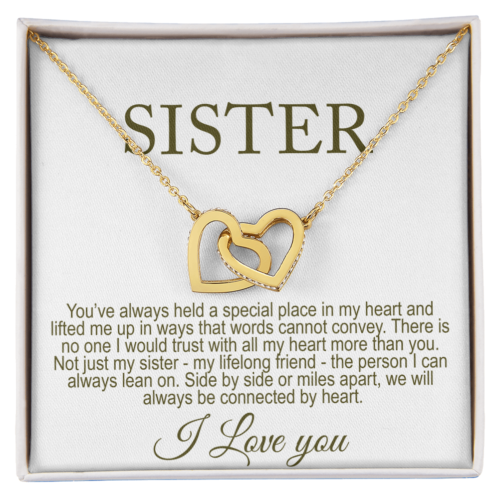 Personalized Double Heart Necklace for Sister Meaningful Message Card