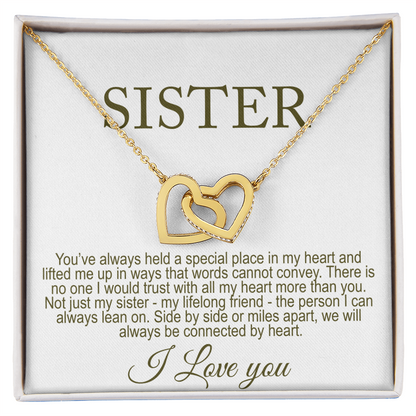 Personalized Double Heart Necklace for Sister Meaningful Message Card