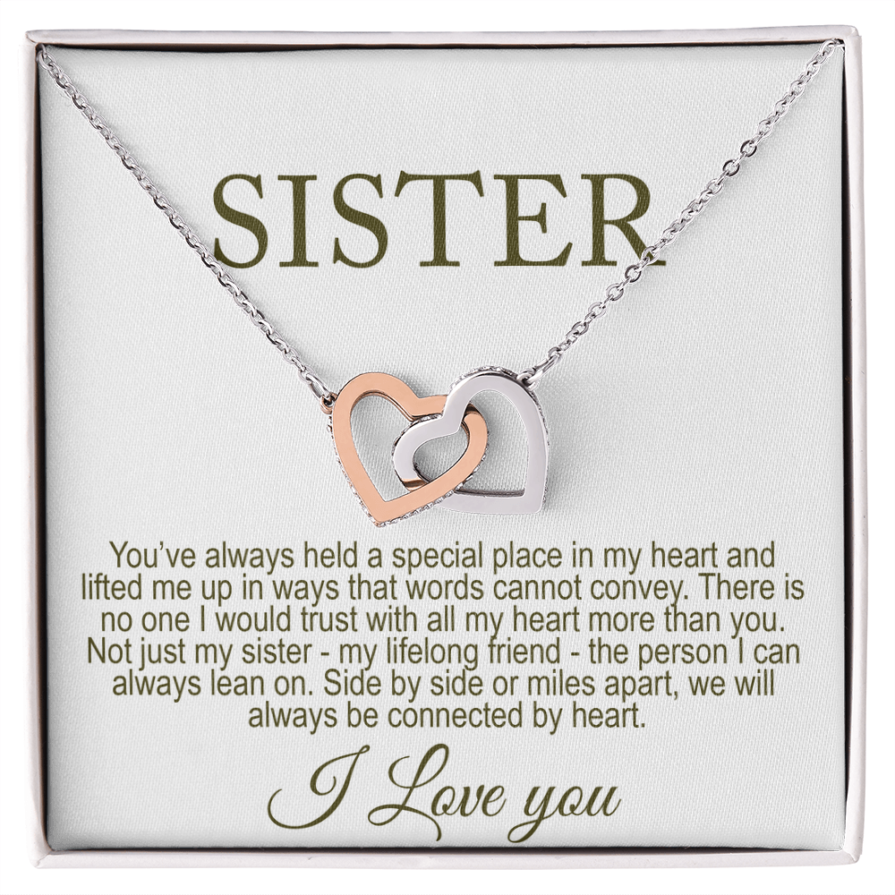 Personalized Double Heart Necklace for Sister Meaningful Message Card