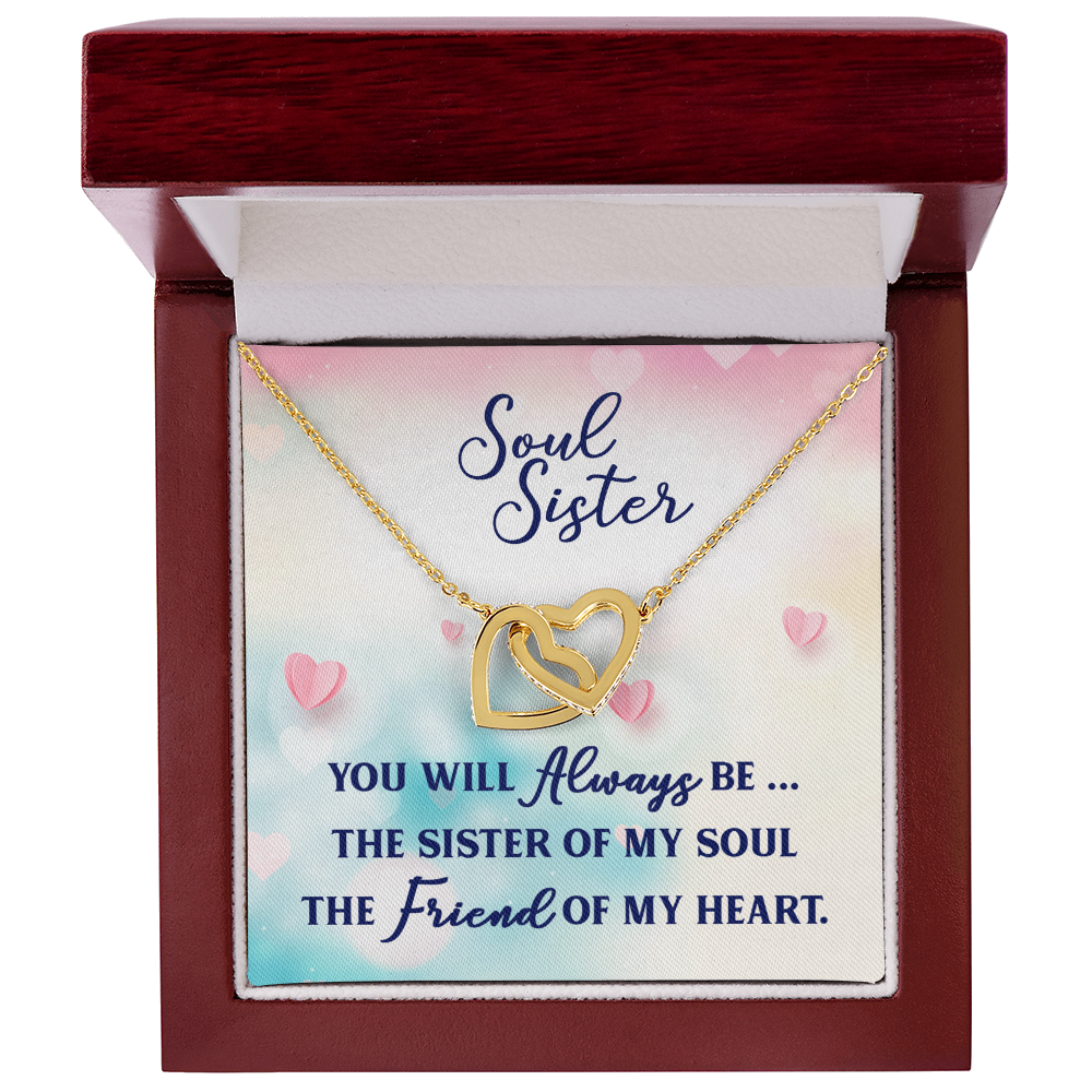 Soul Sister Gift, Double Heart Necklace, Personalized Card Message, Sentimental Keepsake, Sister to Sister Necklace Jewelry