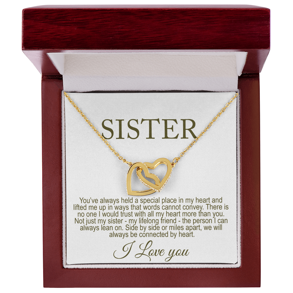 Personalized Double Heart Necklace for Sister Meaningful Message Card