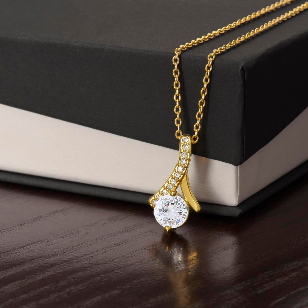 Gold Finish Ribbon Pendant Necklace - Not Message Card Included