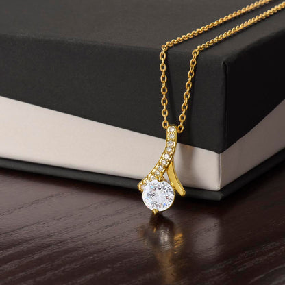 Gold Finish Ribbon Pendant Necklace - Not Message Card Included