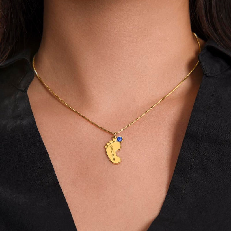 baby feet gold necklace - Gifts For Family Online
