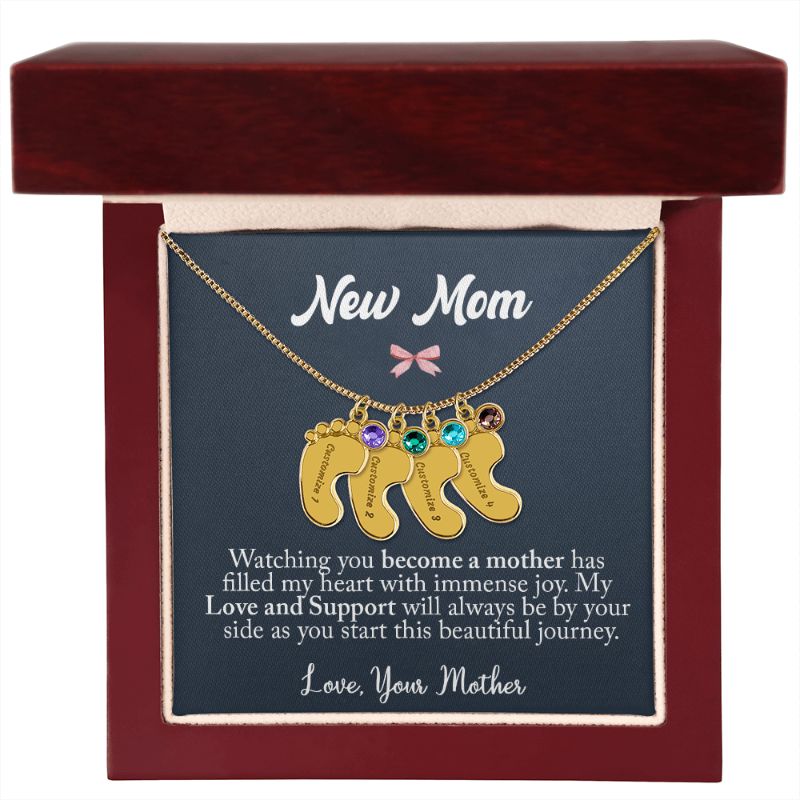 baby feet necklace with birthstone - Gifts For Family Online