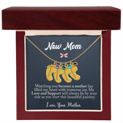 baby feet necklace with birthstone - Gifts For Family Online