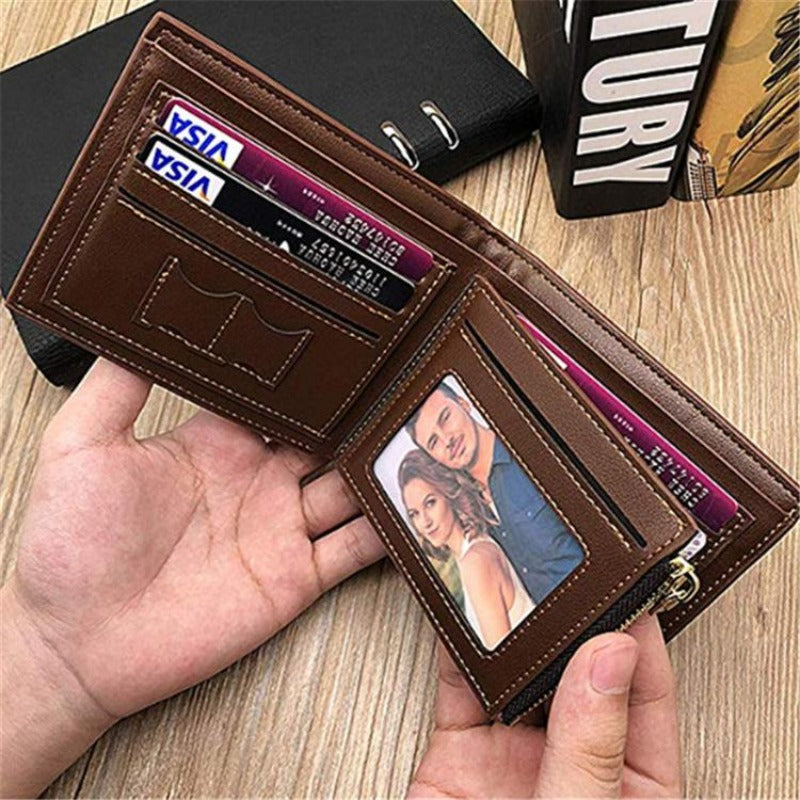 Personalized Engraved Photo Wallet For Men - Custom Leather Wallet Gift For Dad, Husband, Boyfriend